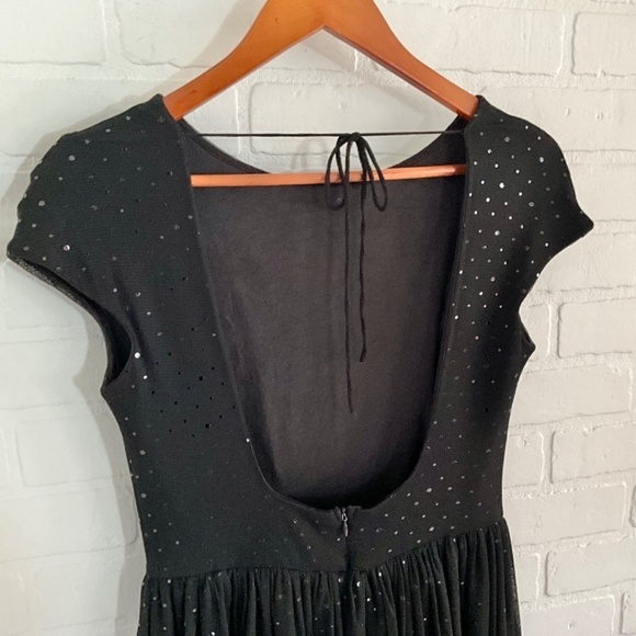 Zara Mini dress LBD Bow detail Black Tulle Sequin Sparkly U shape Open back M - Picture 6 of 13